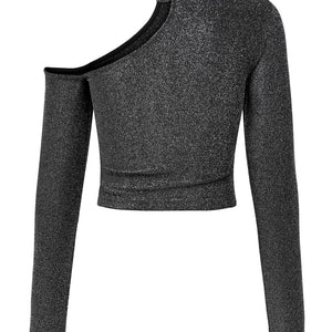 RICH GLITTER TOP SORT OG SØLV