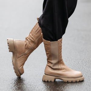 STØVLETTER HALVHØY CROCO BEIGE