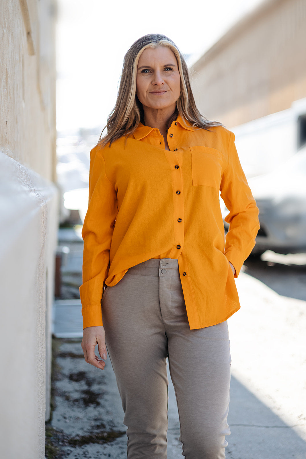 LAVA SKJORTE LANG M/KNAPPER ORANGE