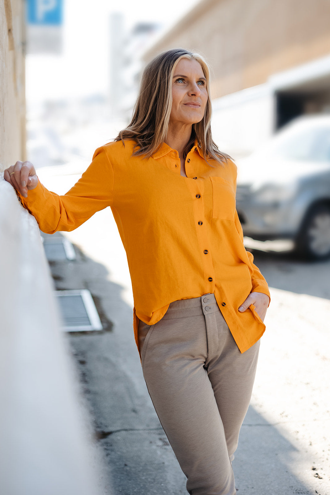 LAVA SKJORTE LANG M/KNAPPER ORANGE