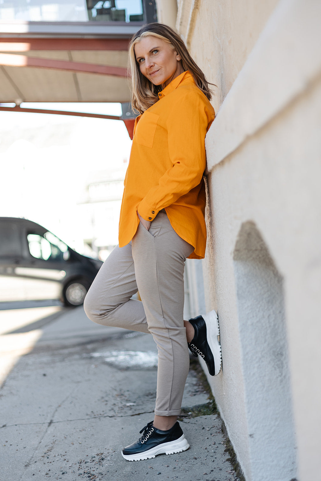 LAVA SKJORTE LANG M/KNAPPER ORANGE