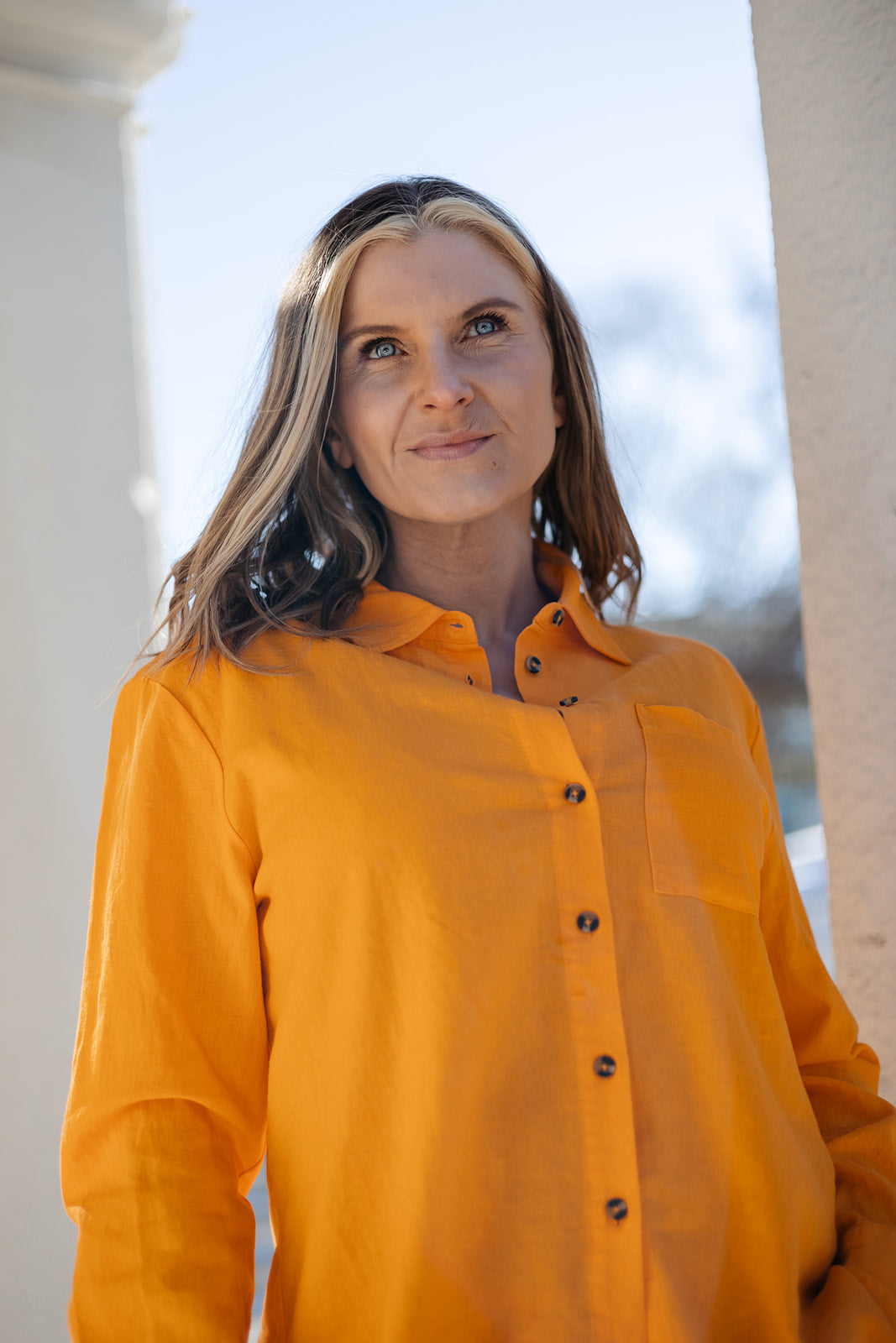 LAVA SKJORTE LANG M/KNAPPER ORANGE