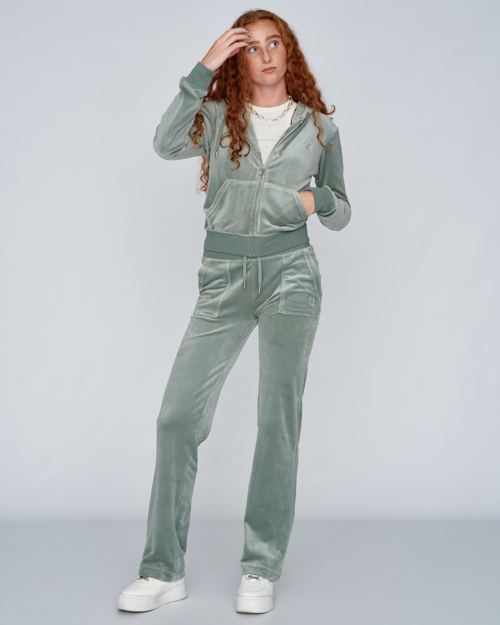 ROBERTSON CLASSIC VELOUR ZIP HOODIE GRØNN