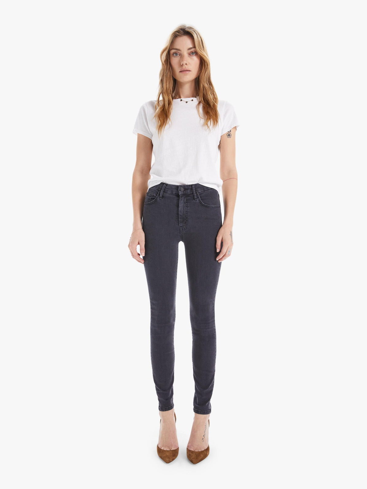 HIGH WAISTED SKINNY JEANS SORT