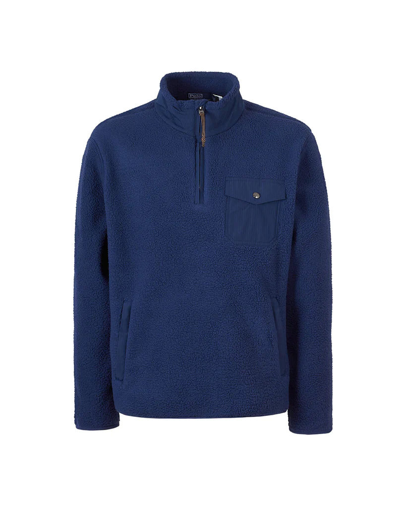 FLEECE HALF-ZIP GENSER BLÅ