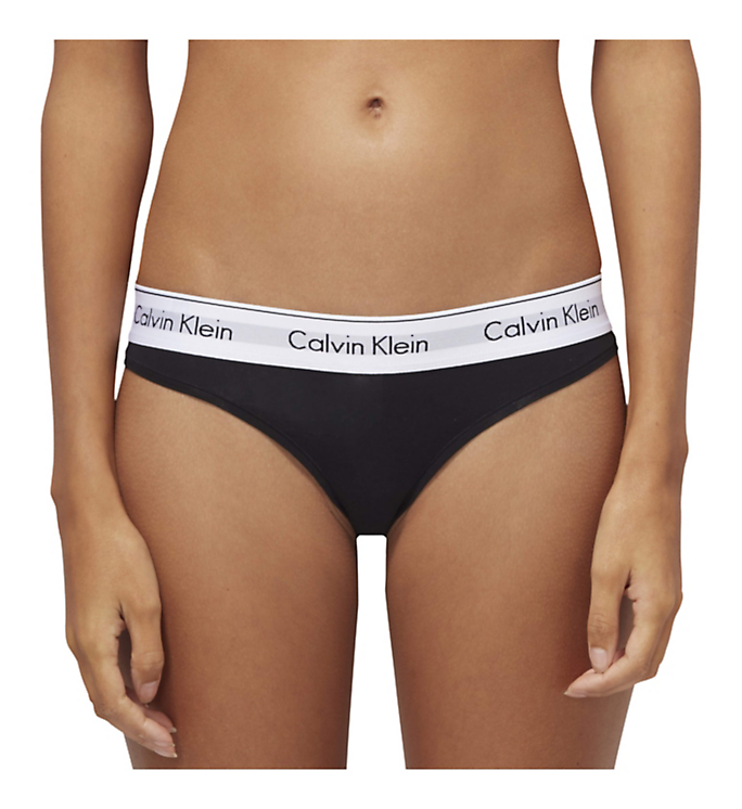 THONG MODERN COTTON - SVART STRINGTRUSE