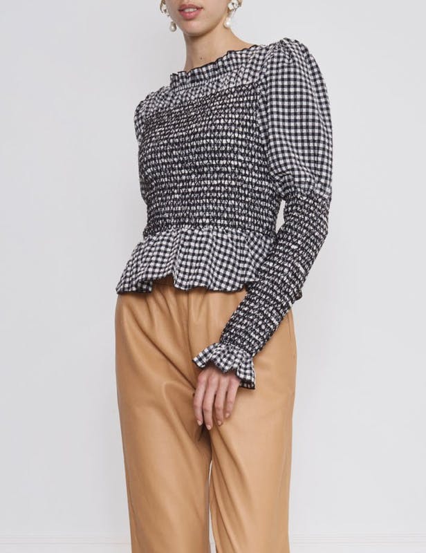AMBER NOIR CHECK BLUSE