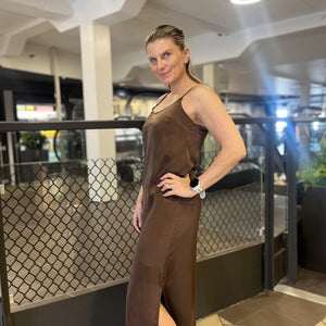 MILLE SINGLET MIDI KJOLE BRUN