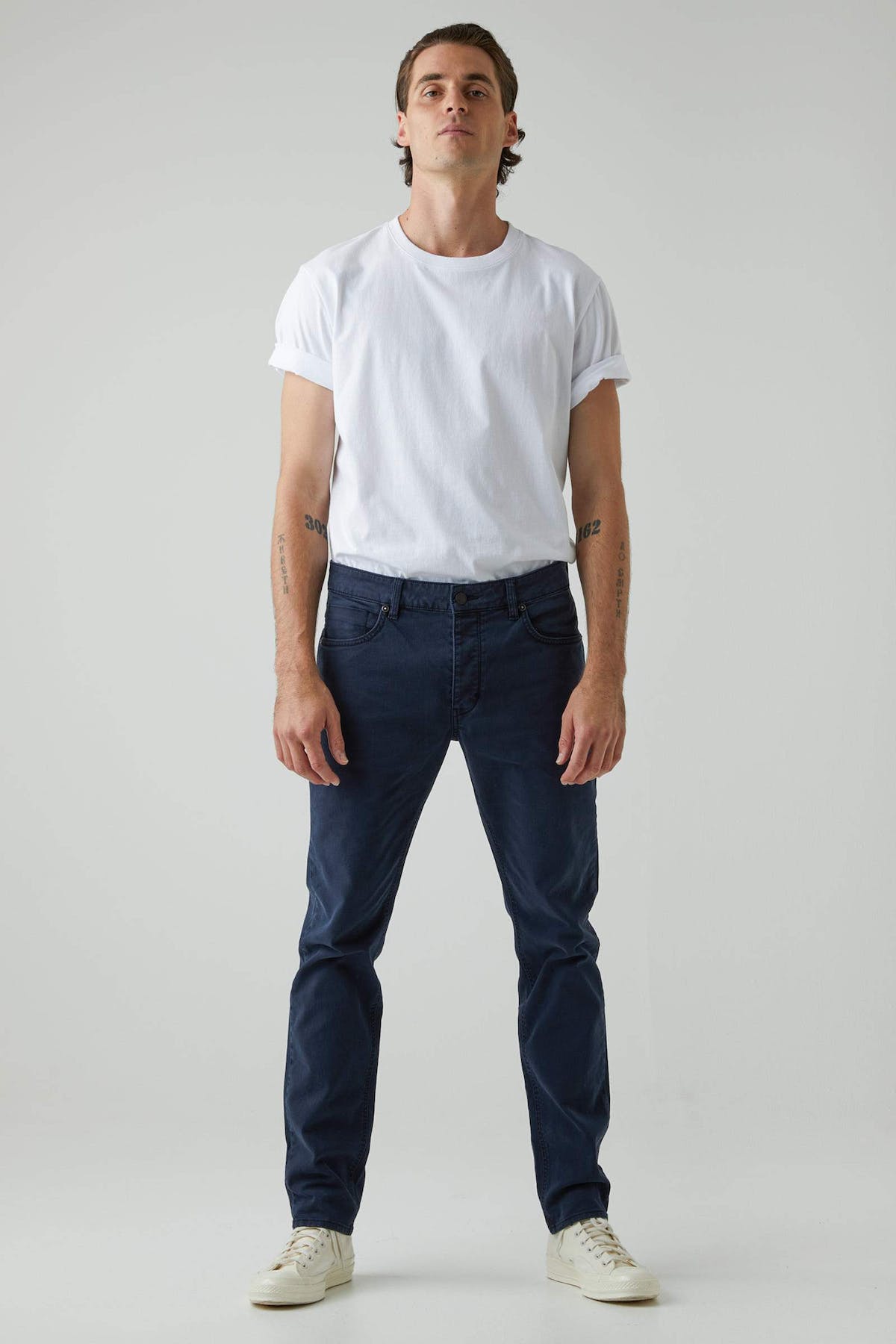 LOU SLIM TWILL BUKSE BLÅ