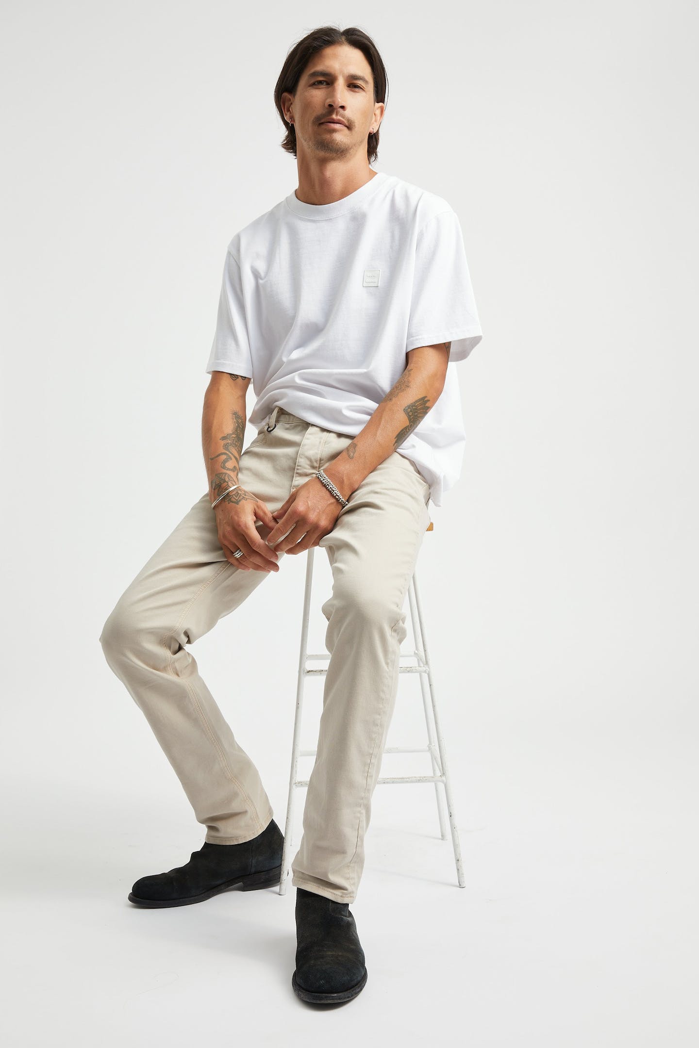 LOU SLIM TWILL BUKSE BEIGE