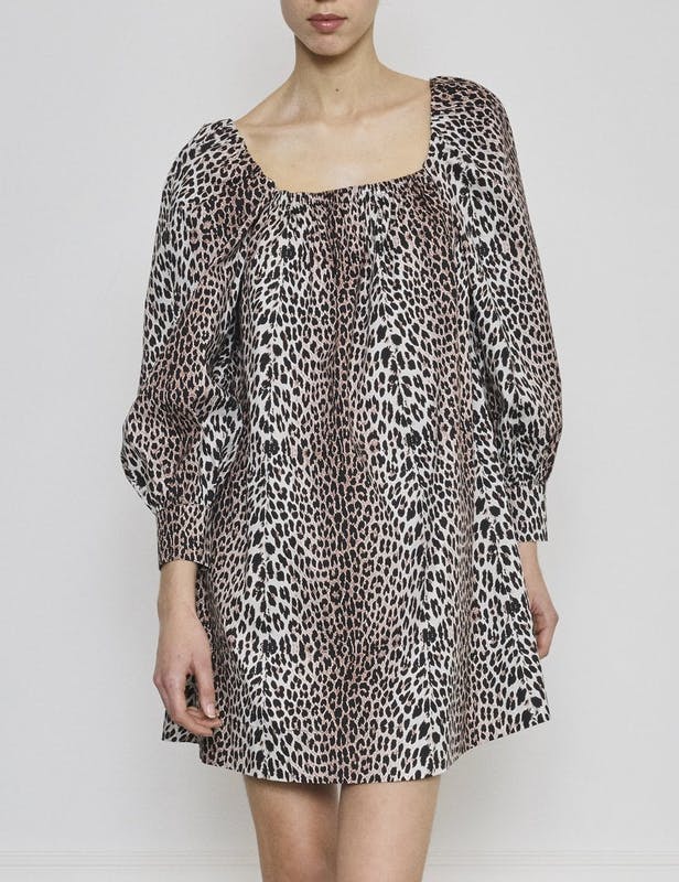 VICKY SHORT LEOPARD KJOLE