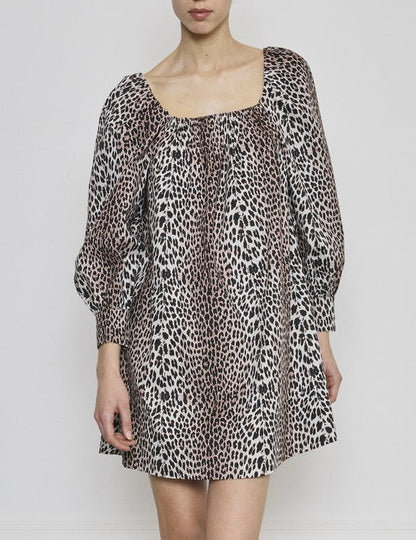VICKY SHORT LEOPARD KJOLE