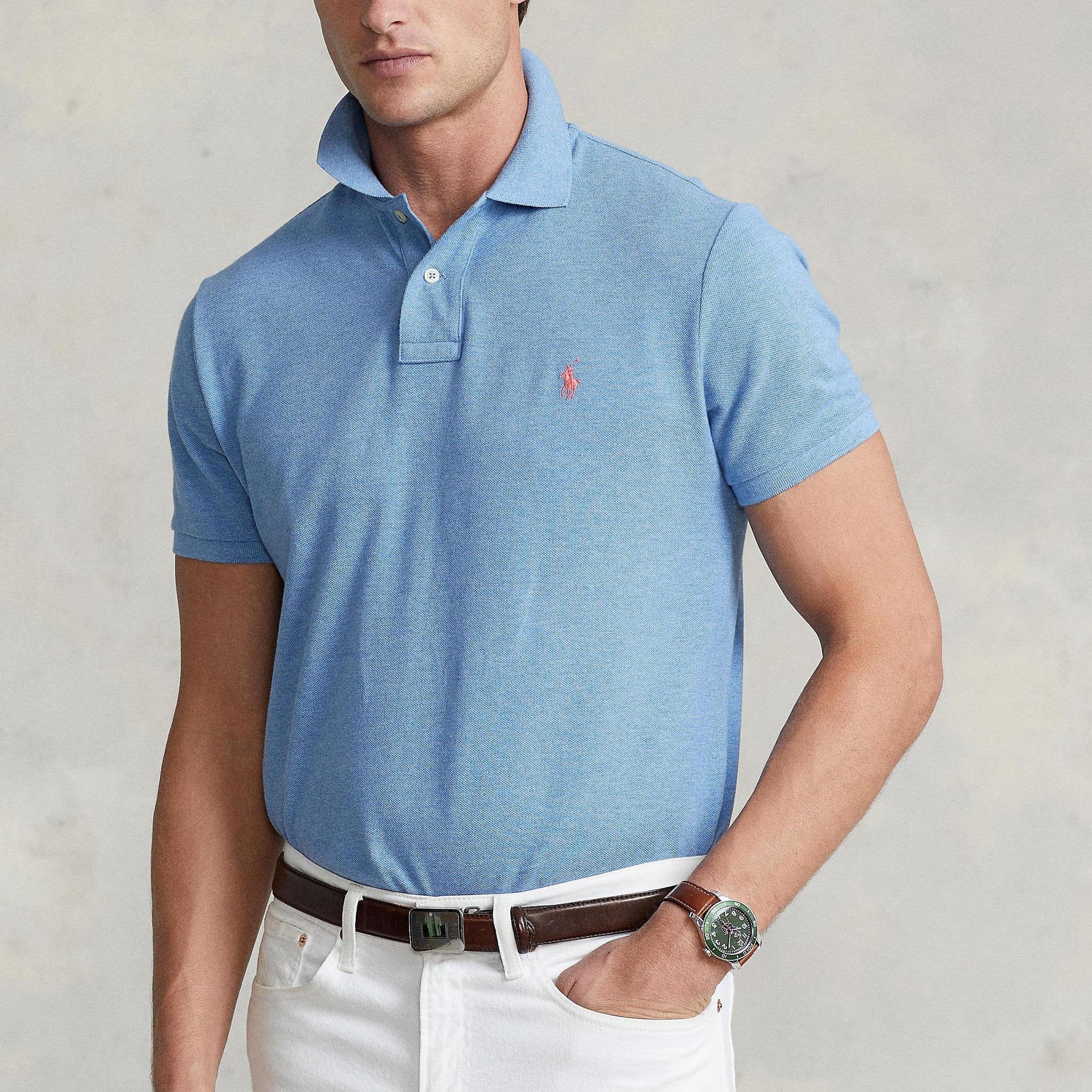 CUSTOM MESH SLIM FIT T-SKJORTE BLÅ