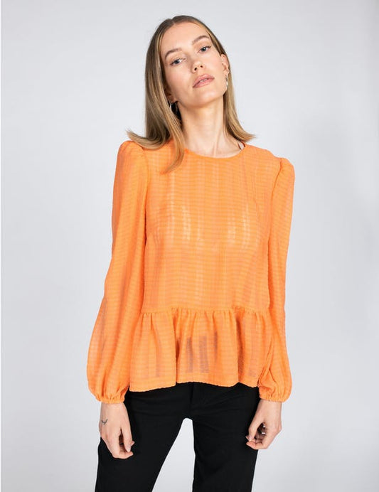 SUMMER CHECK ORANSJE BLUSE