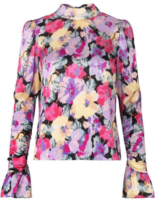 TESSA ORGANIC SILK BLOMSTRET BLUSE