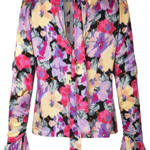 TESSA ORGANIC SILK BLOMSTRET BLUSE