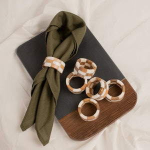 WOOD & RESIN NAPKIN 6PK SERVIETTRINGER